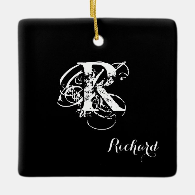 Personalized Black  Ceramic Ornament (Front)