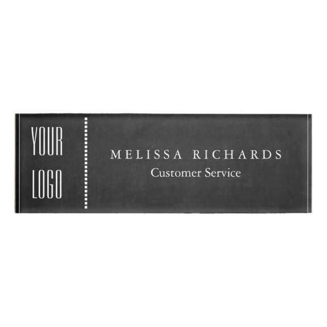 Personalized Black Chalkboard Small Name Badge (Front)