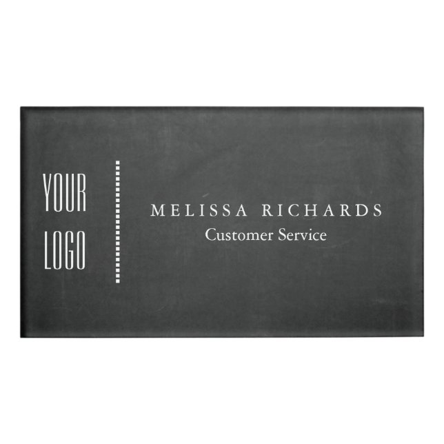 Personalized Black Chalkboard Small Name Badge (Front)