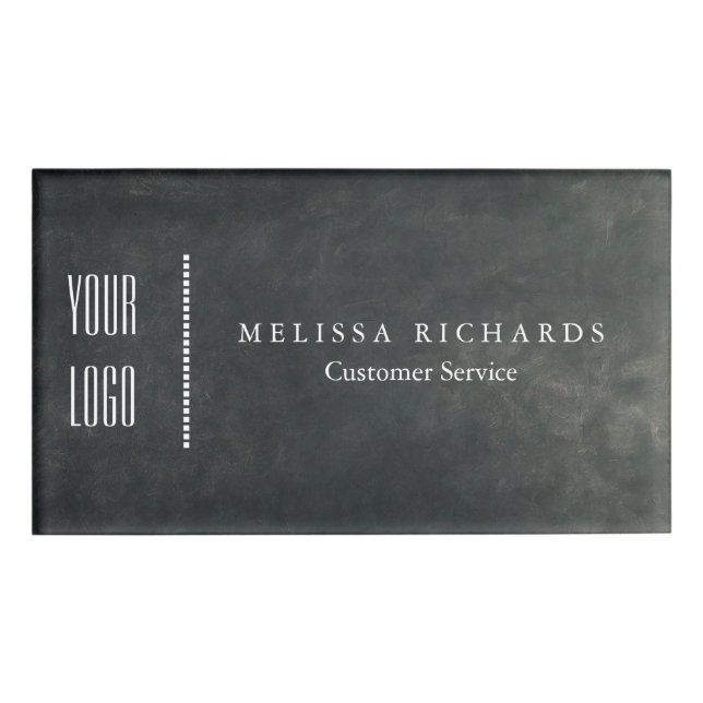 Personalized Black Chalkboard Small Name Badge (Front)