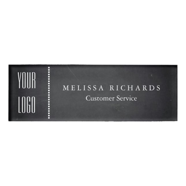 Personalized Black Chalkboard Small Name Badge (Front)