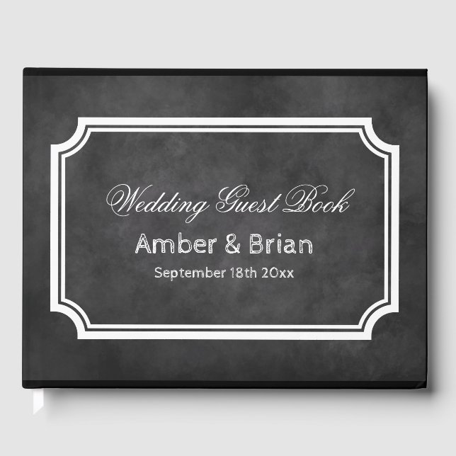 Personalized black chalkboard wedding guest book (Front)