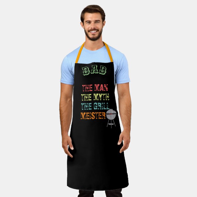 Personalized Black Chef Apron - Father's Day Gift (Worn)
