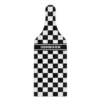Personalized Black Chequered Cutting Board