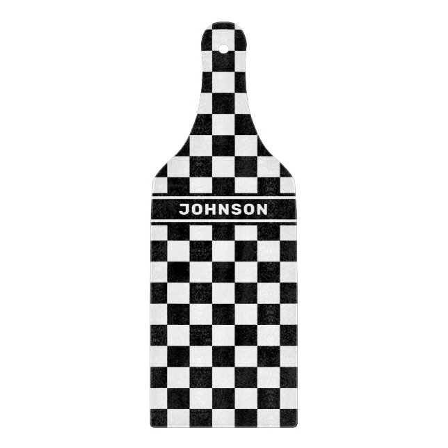 Personalized Black Chequered Cutting Board (Front)