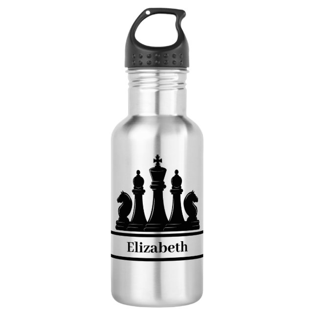 Personalized Black Chess Pieces 532 Ml Water Bottle (Front)