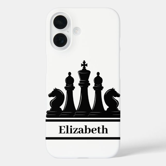Personalized Black Chess Pieces Case-Mate iPhone Case (Back)