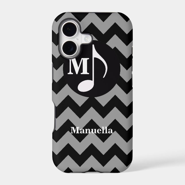 personalized black chevron ~ music note (Back)