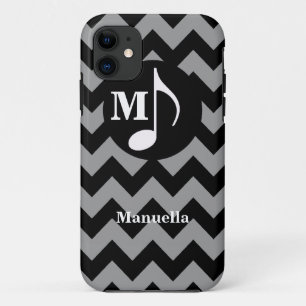 personalized black chevron ~ music note iPhone 11 case