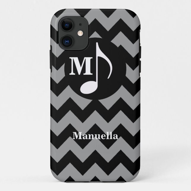 personalized black chevron ~ music note Case-Mate iPhone case (Back)