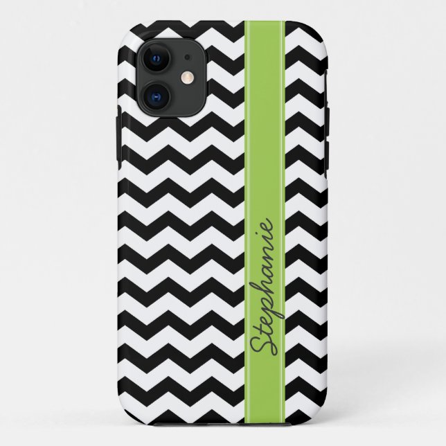 Personalized Black Chevron Zigzag iPhone 5 Case (Back)
