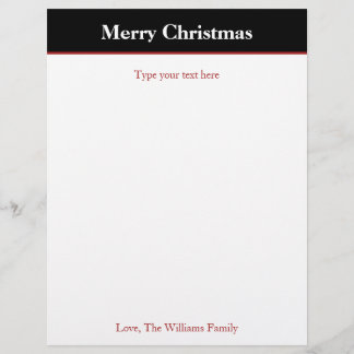 Personalized Black Christmas Holiday Stationary