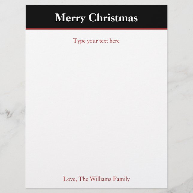 Personalized Black Christmas Holiday Stationary (Front)