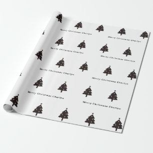 Personalized Black Christmas Tree Wrapping Pape Wrapping Paper