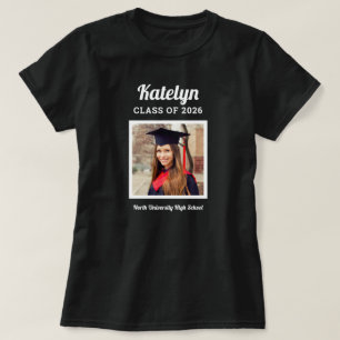 Personalized Black Class of 2022 Graduation Photo T-Shirt