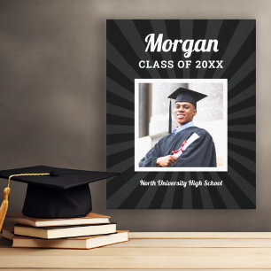 Personalized Black Class of 2024 Graduation Photo Canvas Print