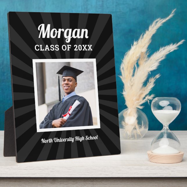 Personalized Black Class of 2025 Graduation Photo Plaque (Side)