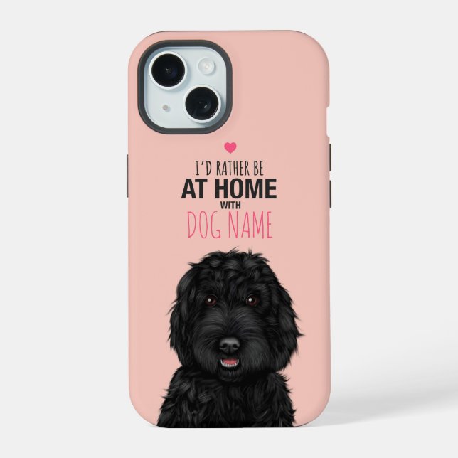 Personalized Black Cockapoo  iPhone 15 Case (Back)