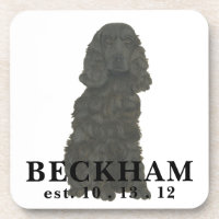 Personalized Black Cocker Spaniel Beverage Coaster