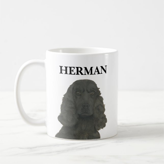 Personalized Black Cocker Spaniel Coffee Mug (Left)