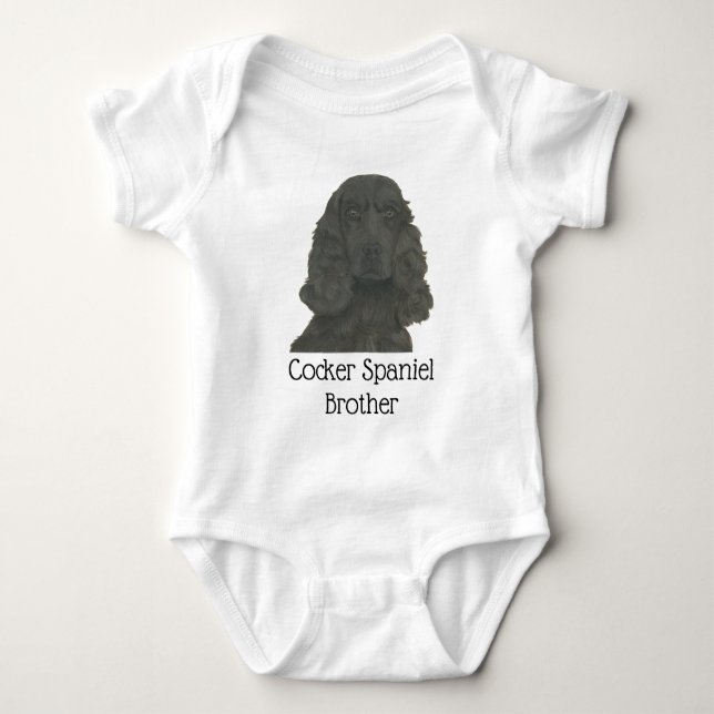 Personalized Black Cocker Spaniel Dog Baby Bodysuit (Front)