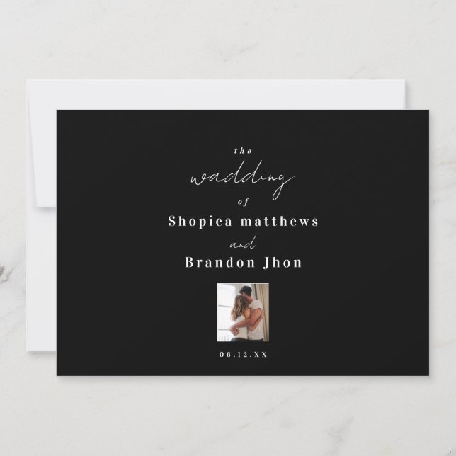 Personalized Black colour Wedding  Invitation (Front)