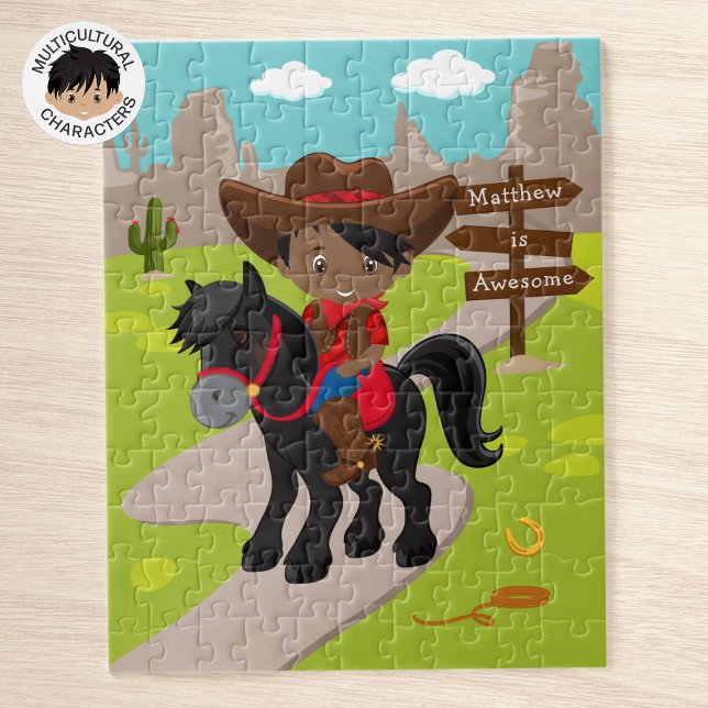 Personalized Black Cowboy Jigsaw Puzzle (Creator Uploaded)