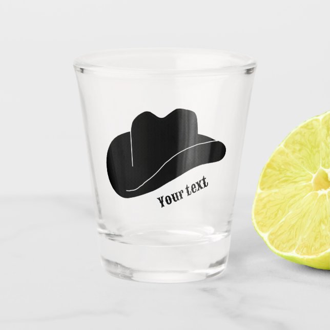 Personalized Black Cowboy Rodeo Hat Shot Glass (Front)