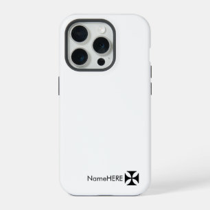 Personalized Black Cross Pattee Art, Black & White iPhone 15 Pro Case