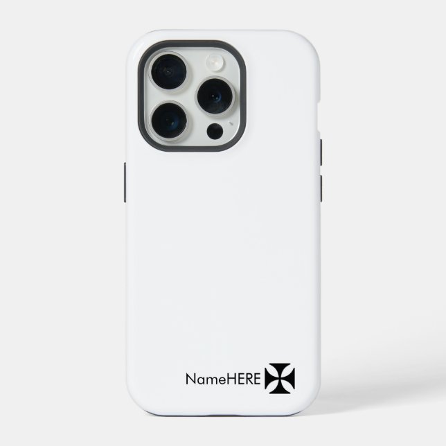 Personalized Black Cross Pattee Art, Black & White iPhone Case (Back)