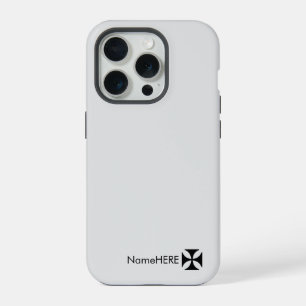 Personalized Black Cross Pattee Art, Light Grey iPhone 15 Pro Case