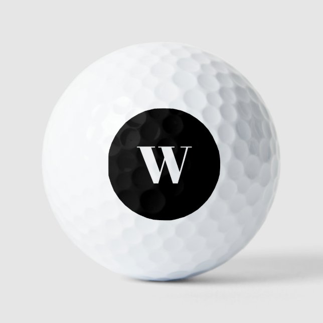 Personalized black custom monogram initial elegant golf balls (Front)