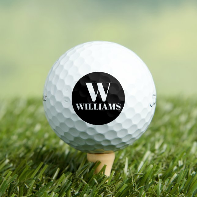 Personalized black custom monogram initial name golf balls (Insitu Tee)