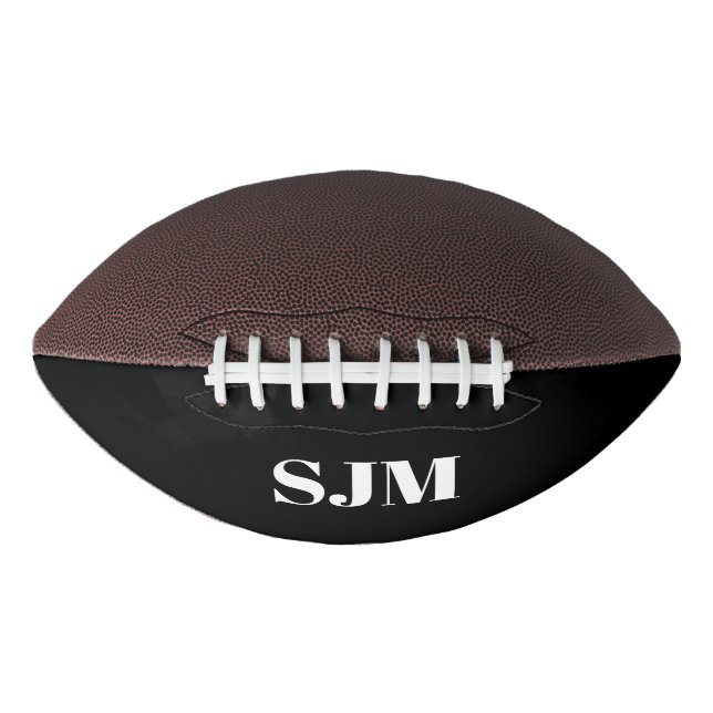 Personalized black Custom monogram initials name Football (Front)