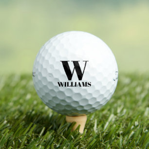 Personalized black custom monogrammed initial name golf balls