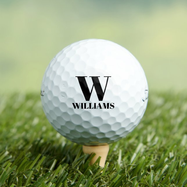 Personalized black custom monogrammed initial name golf balls (Insitu Tee)