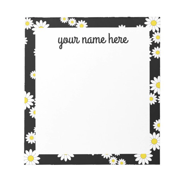 Personalized Black Daisy Notepad (Front)
