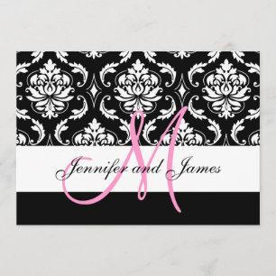 Personalized Black Damask Wedding Invitations