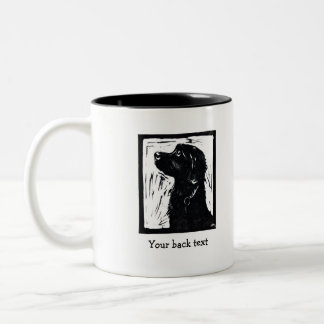 Personalized Black Dog Springador Lino Print Mug
