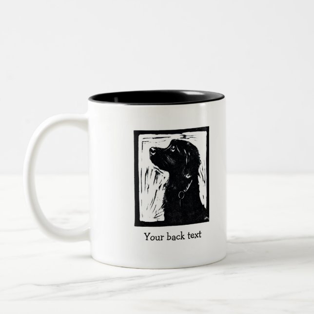 Personalized Black Dog Springador Lino Print Mug (Left)