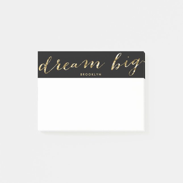 Personalized Black Dream Big Post-it® Notes (Front)