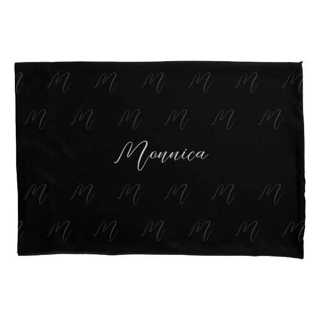 Personalized Black Elegant Script Pillowcase (Front)