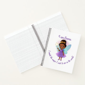 Personalized Black Fairy Girl Notebook