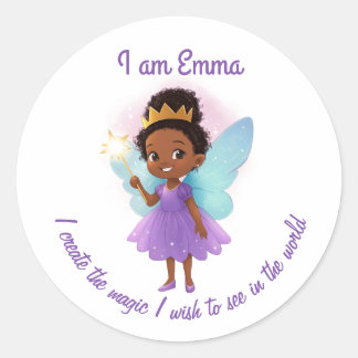 Personalized Black Fairy Girl Stickers
