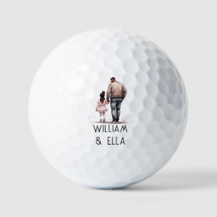 Personalized Black Father and Daughter (2) Golf Balls