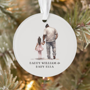 Personalized Black Father and Daughter (3) Ornament