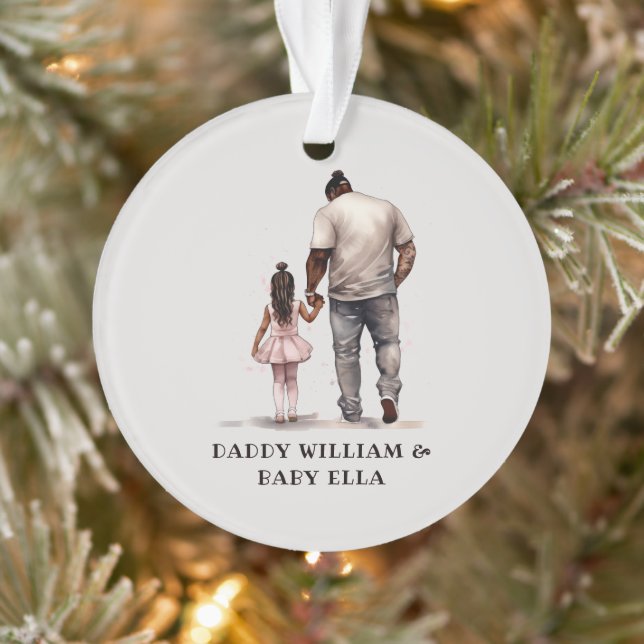Personalized Black Father and Daughter (3) Ornament (Tree)