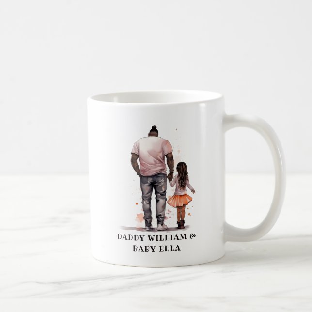 Personalized Black Father and Daughter (4) Coffee Mug (Right)