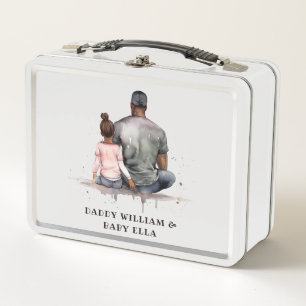 Personalized Black Father and Daughter (5) Metal Lunch Box