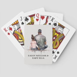Personalized Black Father and Daughter (5) Playing Cards